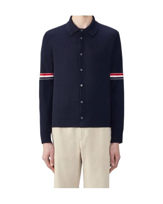 Thom Browne Black Rwb Stripe Buttoned Cardigan for men