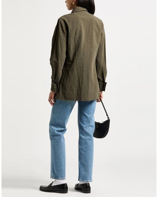 Saint Laurent Green Solid Color Long Sleeve Shirt