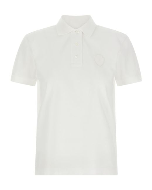 Brunello Cucinelli White Appliqué Short Sleeved Polo Top