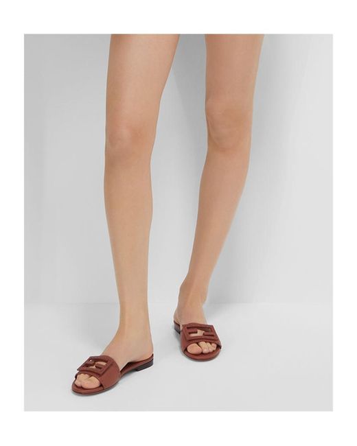 Fendi Brown Baguette Ff Slip-On Slides