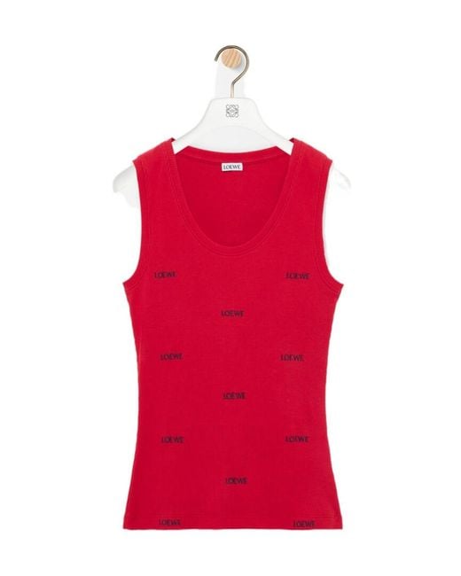 Loewe Logo-Embroidered Ribbed-Knit Tank Top