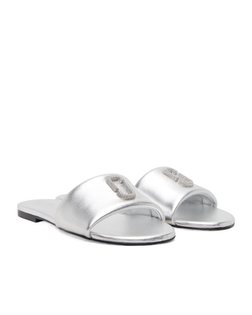 Marc Jacobs White Logo Flat Sandals