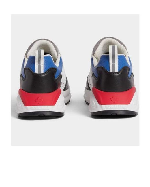 DSquared² Blue Dash Maple Leaf Quilted Sneakers for men