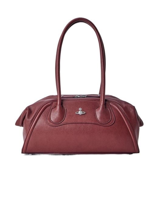 Vivienne Westwood Red Orb-Plaque Zip-Up Shoulder Bag