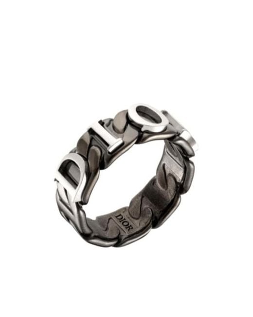 Dior Metallic Contrast Chain Link Ring for men