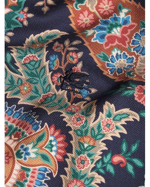 Etro Black Floral Paisley Polo Shirt for men