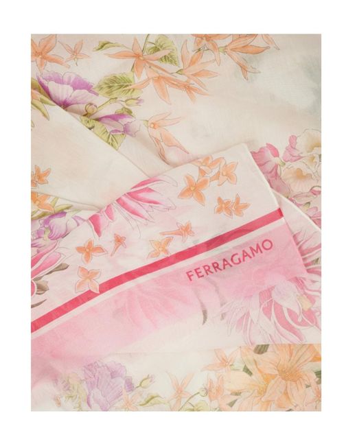 Ferragamo White Ferragamo Spring Print Scarf