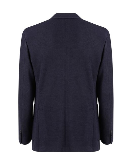 Boglioli Blue Double-Breasted Buttoned Blazer for men