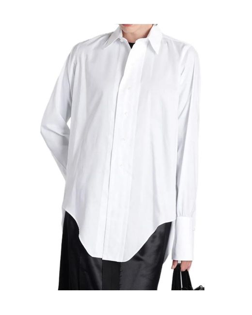 Maison Margiela White Curved-Hem Long Sleeved Shirt