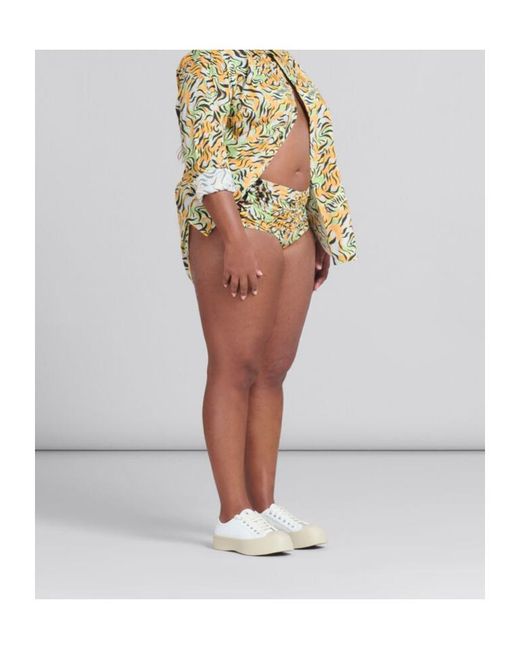 Marni White Printed Organic Poplin Hot Pants