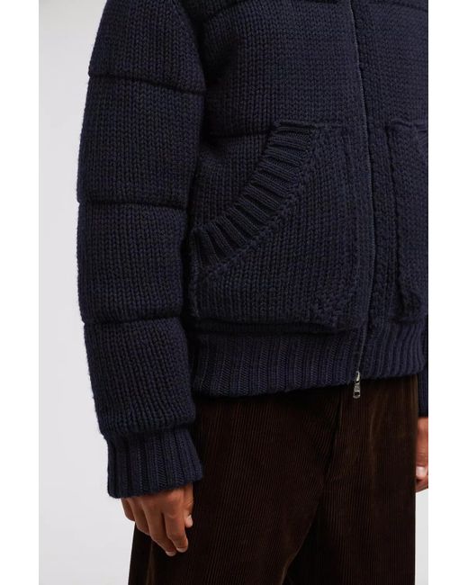 Moncler Blue Padded Wool Zip-Up Cardigan for men