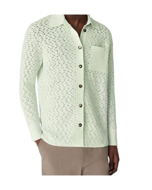Bottega Veneta Gray Cotton Crochet Knit Shirt for men