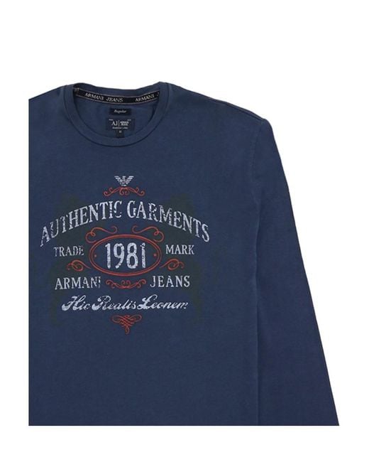Armani Jeans Blue T-Shirt With Round Neck And Long Sleeves for men
