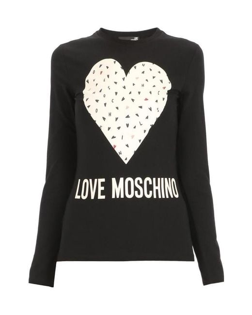 Moschino Black Round Collar And Long-Sleeved T-Shirt