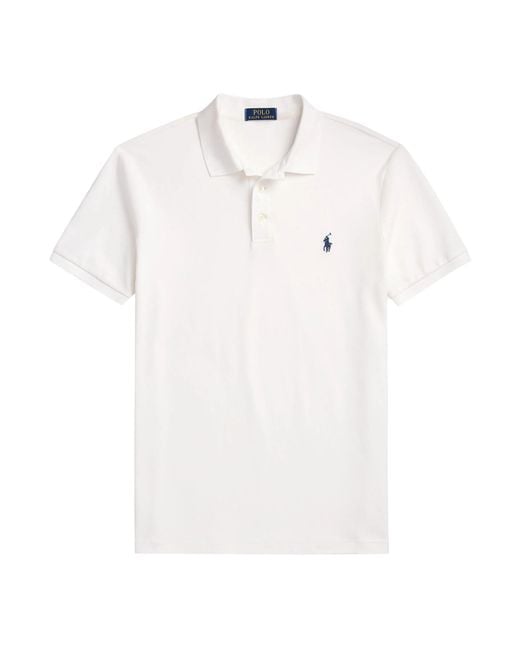 Polo Ralph Lauren White Custom Slim Fit Stretched Polo Shirt for men