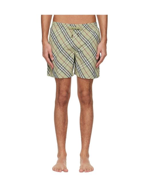 Burberry Green Check Swim Shorts for men
