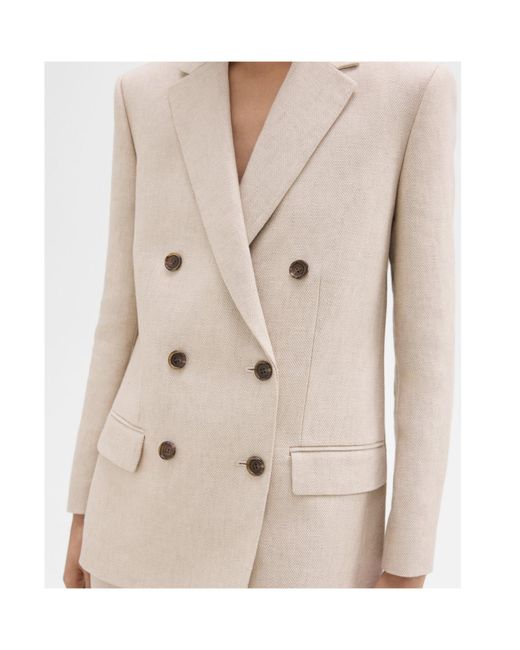Theory White Double-Breasted Tailored Blazer