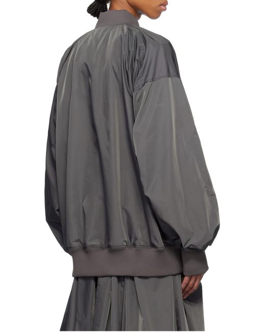 Yohji Yamamoto Gray Logo-Patch Bomber Jacket