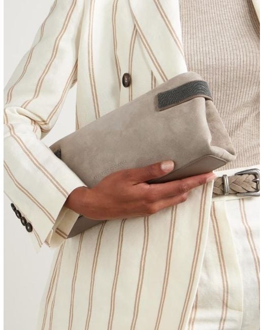 Brunello Cucinelli Natural Essence Precious Strapped Clutch Bag