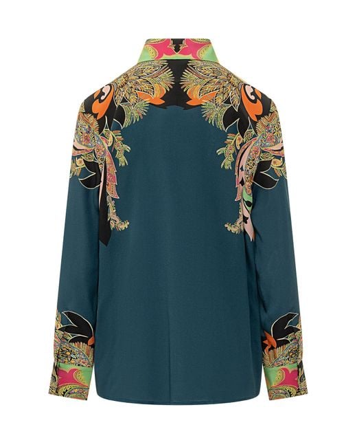 Etro Blue Printed Button-Up Shirt