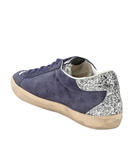 Golden Goose Deluxe Brand Blue Superstar Glittered Low-Top Sneakers