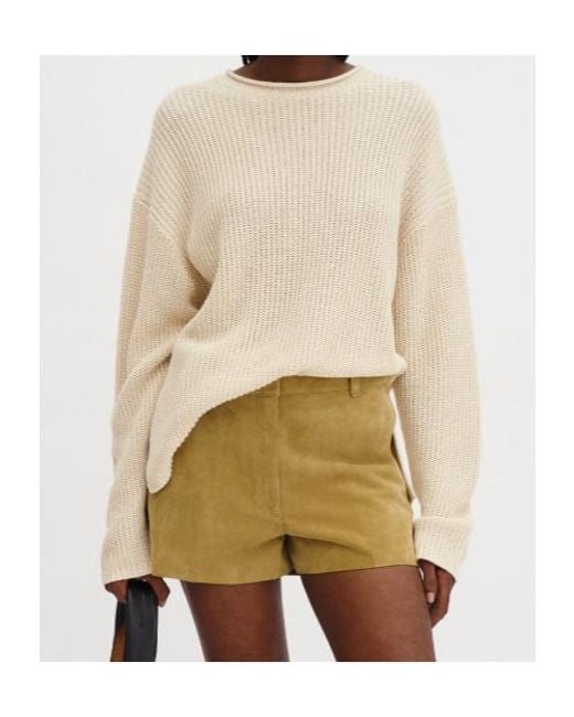 Filippa K Natural Ribbed-Knit Dropped-Shoulder Sweater