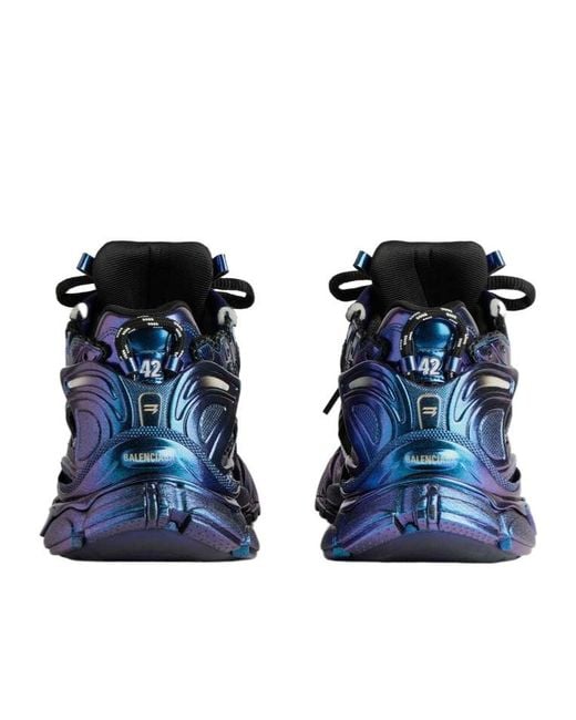 Balenciaga Blue Runner Iridescent Lace-Up Sneakers for men