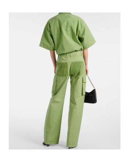 Stella McCartney Green Mid-Rise Cotton Cargo Pants