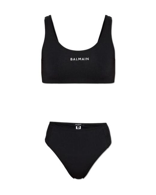 Balmain Black Logo Bikini Set