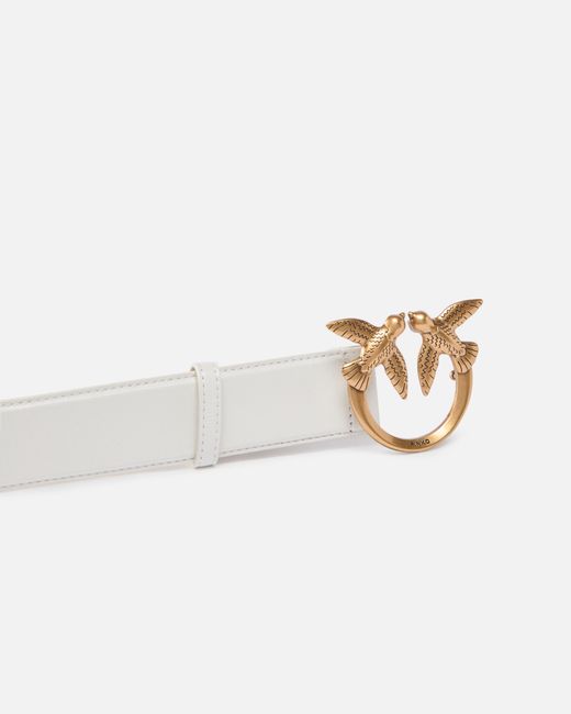 Pinko White Love Birds Buckled Belt
