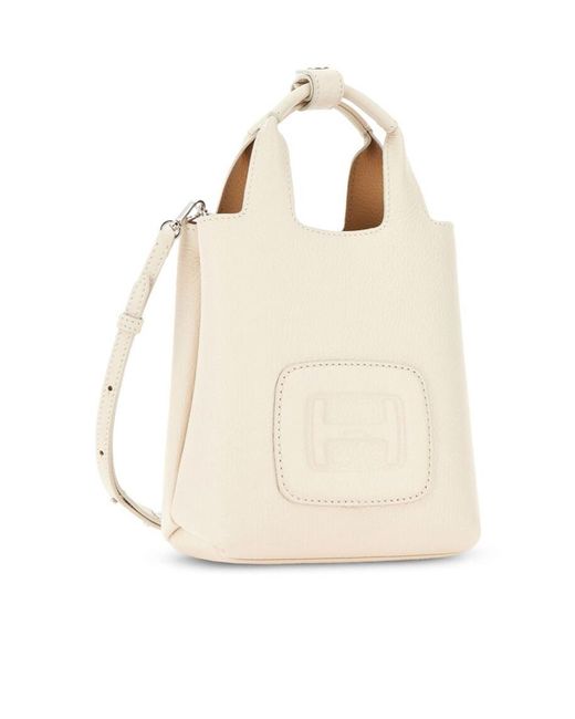 Hogan Natural Logo Embossed H-Bag Mini Shopping Bag