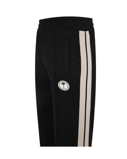 Palm Angels Black Logo Patch Elastic Waist Track Pants for men