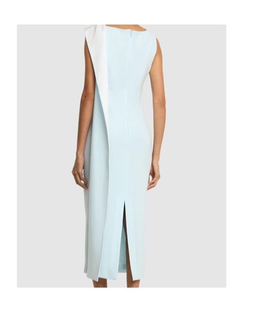 Roland Mouret Blue Satin Crepe Midi Dress