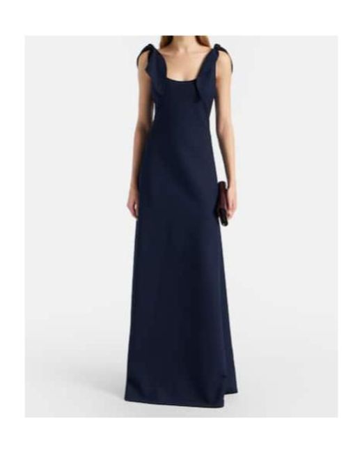 Oscar de la Renta Blue Wool-Blend Gown