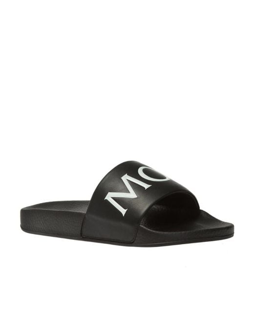 Moncler Black Logo Embossed Slides
