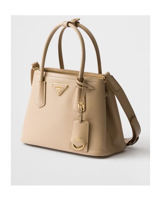 Prada Natural Double Small Saffiano Leather Bag