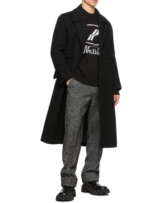 we11done Black Logo-Intarsia Crew-Neck Jumper for men