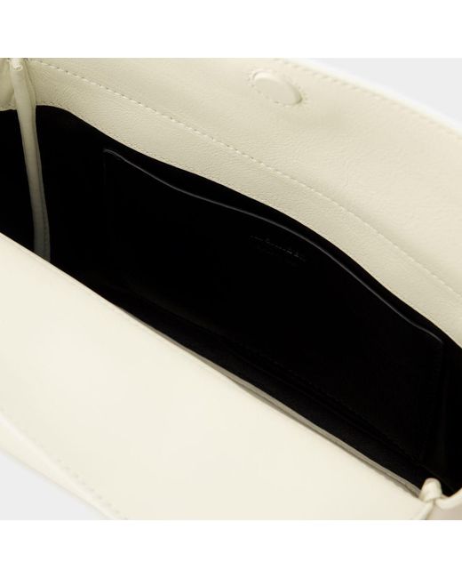 Jil Sander White Logo Detailed Zip-Up Shoulder Bag