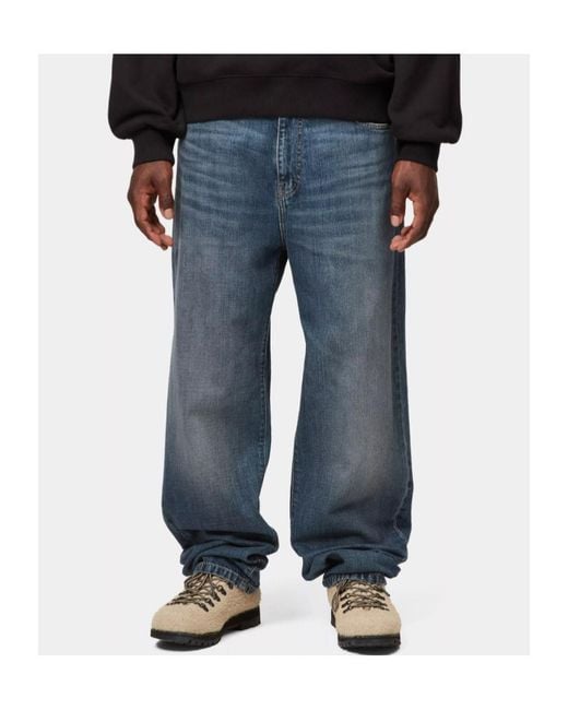 Carhartt Blue Aaron Logo Patch Jeans for men