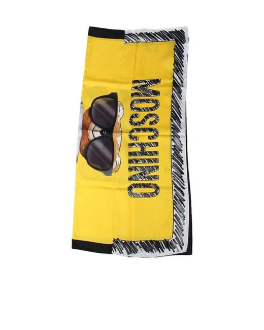 Moschino Yellow Teddy Bear Printed Scarf