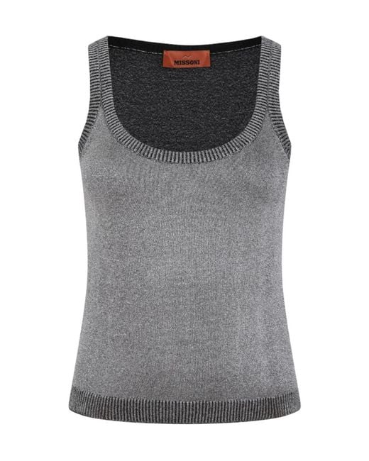Missoni Gray Ribbed Tank Knitted Top