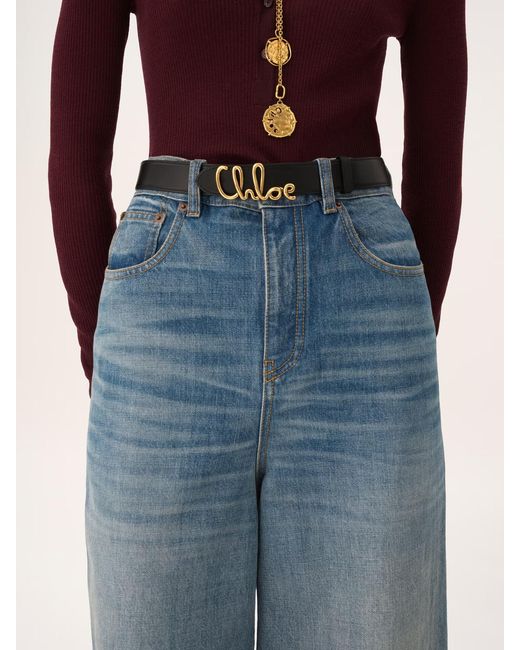 Chloé White Chloé Iconic Logo Plaque Belt