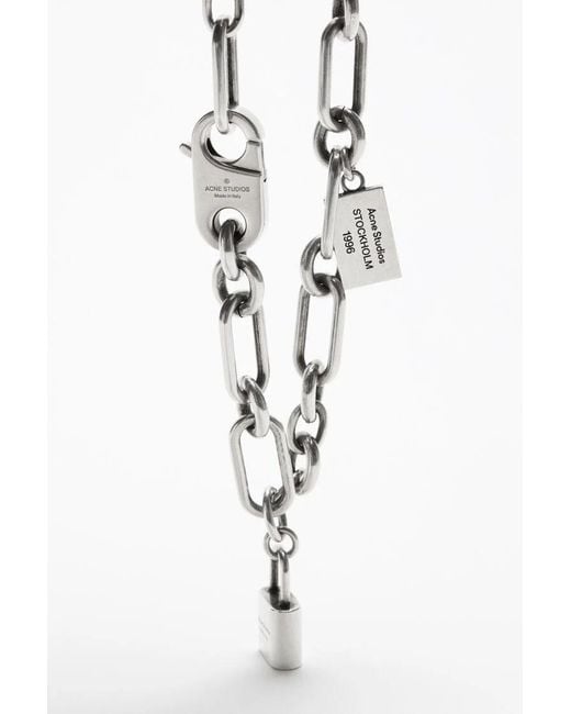 Acne White Padlock Chain Necklace for men