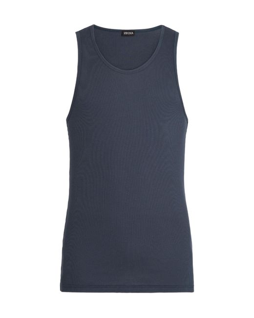 Zegna Blue Cotton Blend Tank Top for men