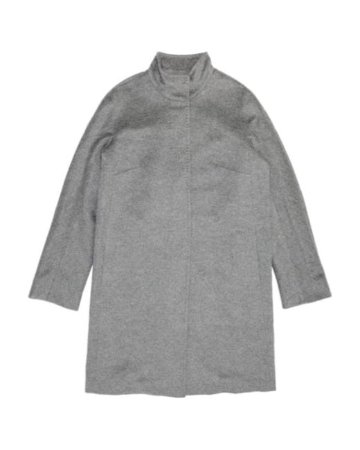 Max Mara Gray Long-Sleeved Collar Coat