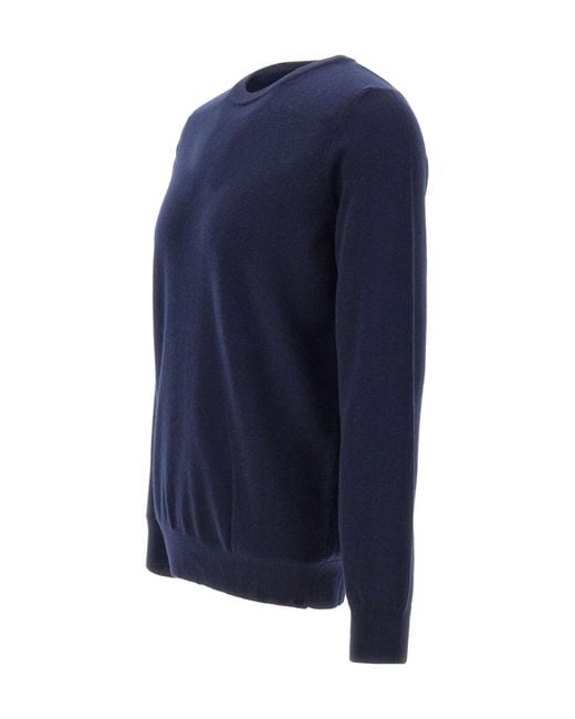 Kangra Cashmere Blue Kangra Crew Neck Knitted Sweater for men