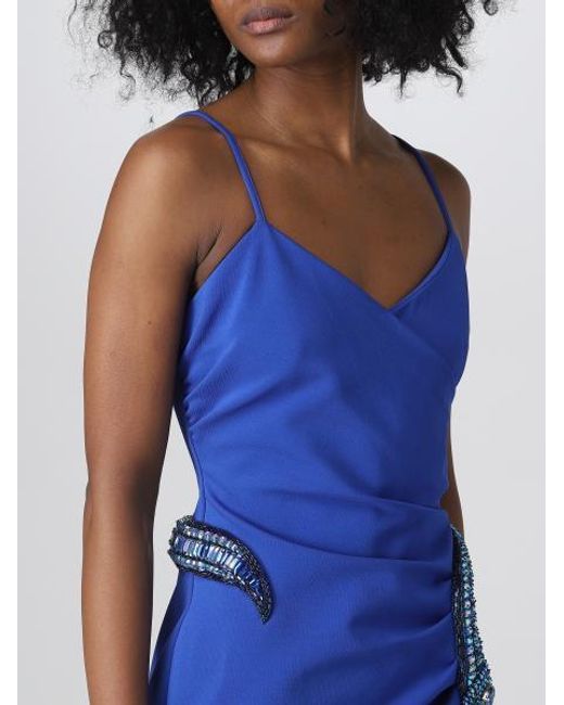 Balmain Blue Snake-Detail Maxi Dress