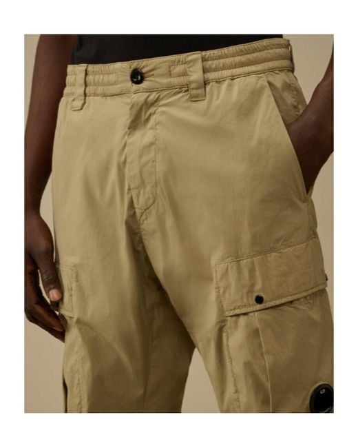 C P Company Natural 50 Fili Stretch Elasticated Lens Cargo Pants for men