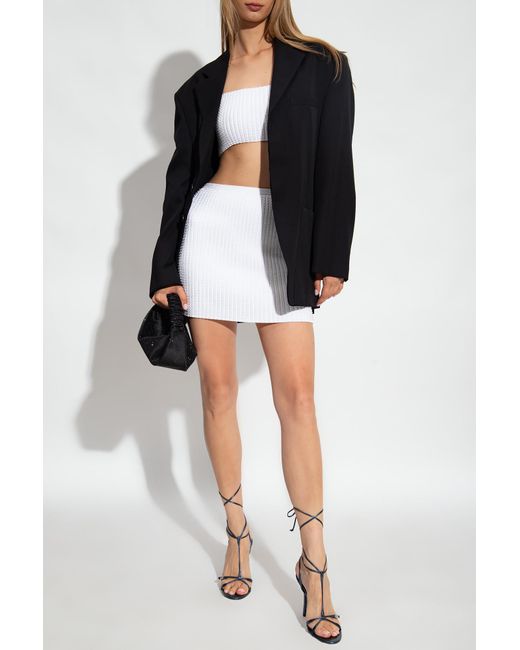 Alexander Wang White Crystal-Embellished High-Waist Skirt