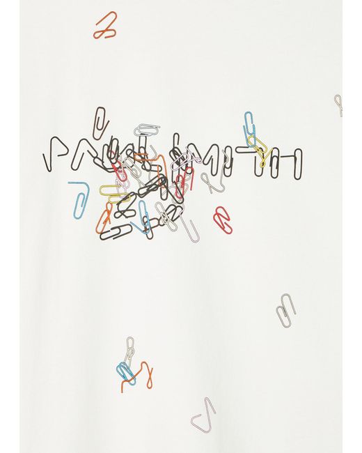 Paul Smith White Ps Paul Smith Paperclip Print T-Shirt for men